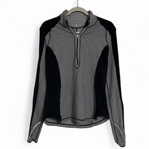 lululemon athletica Run U-Turn 1/4 Zip Reversible Pullover Black/White Striped